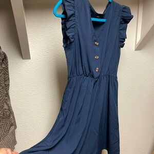 Ruffled A-Line Blue Dress